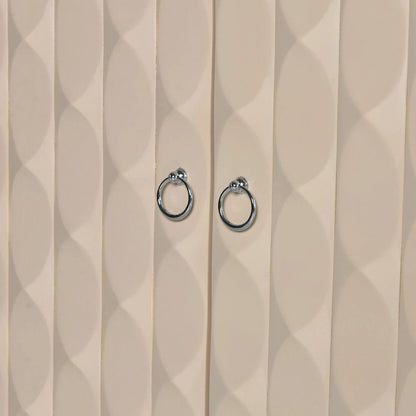 Modern 4-Door Sideboard with Convex Pattern Doors & 2 Silver Handle