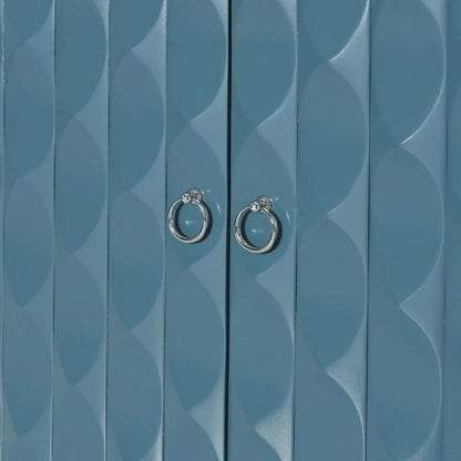 Modern 4-Door Sideboard with Convex Pattern Doors & 2 Silver Handle