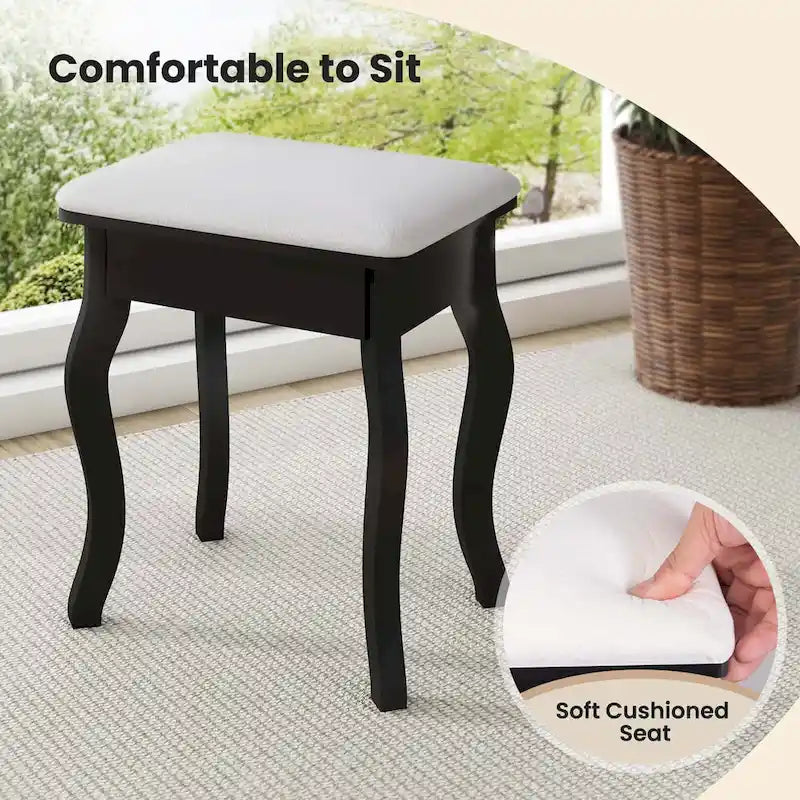 Costway Makeup Vanity Set with Tri-Fold Mirror & LED Lights 4 Drawers - See Details