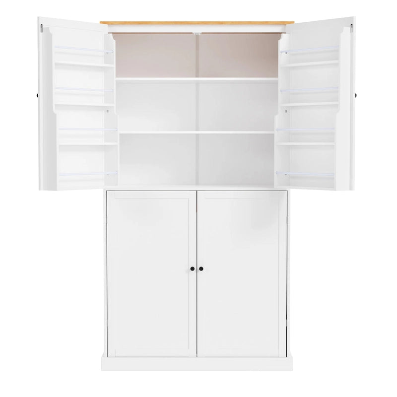 Freestanding Kitchen Pantry with 2 Drawers, Storage Cabinet with 8 Door Shelves, Cabinets with 2 Adjustable Shelves