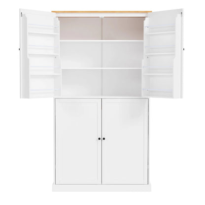 Freestanding Kitchen Pantry with 2 Drawers, Storage Cabinet with 8 Door Shelves, Cabinets with 2 Adjustable Shelves