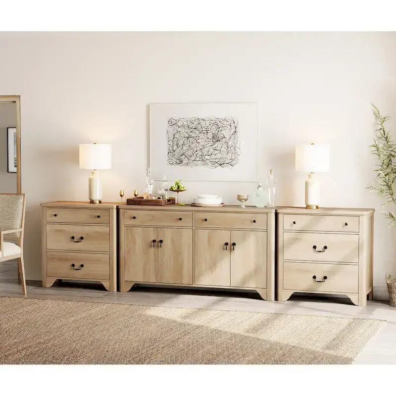WAMPAT 122  W Large Farmhouse Sideboard, Sideboard Buffet Cabinet with Doors and Adjustable Shelf