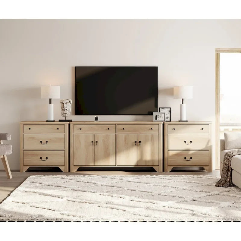 WAMPAT 122  W Large Farmhouse Sideboard, Sideboard Buffet Cabinet with Doors and Adjustable Shelf