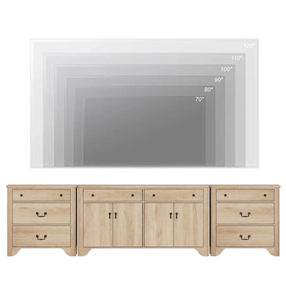 WAMPAT 122  W Large Farmhouse Sideboard, Sideboard Buffet Cabinet with Doors and Adjustable Shelf