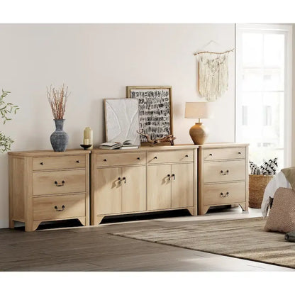 WAMPAT 122  W Large Farmhouse Sideboard, Sideboard Buffet Cabinet with Doors and Adjustable Shelf