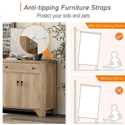 WAMPAT 122  W Large Farmhouse Sideboard, Sideboard Buffet Cabinet with Doors and Adjustable Shelf