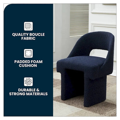 Boucle Set of 2 Modern Elegant Upholstered Accent Chair with MDF Wood Frame for Home Office Living Room & Bedroom