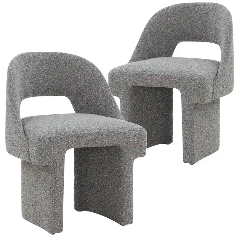 Boucle Set of 2 Modern Elegant Upholstered Accent Chair with MDF Wood Frame for Home Office Living Room & Bedroom
