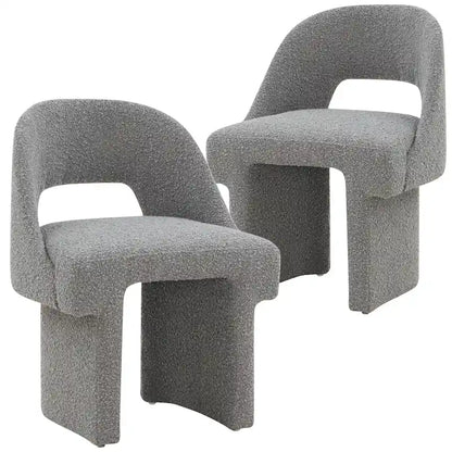 Boucle Set of 2 Modern Elegant Upholstered Accent Chair with MDF Wood Frame for Home Office Living Room & Bedroom
