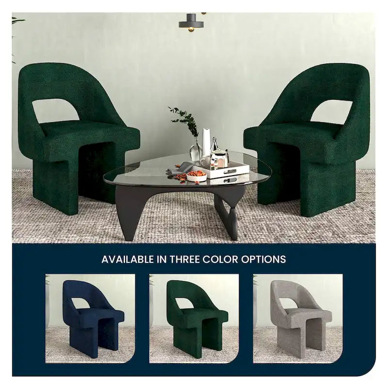 Boucle Set of 2 Modern Elegant Upholstered Accent Chair with MDF Wood Frame for Home Office Living Room & Bedroom