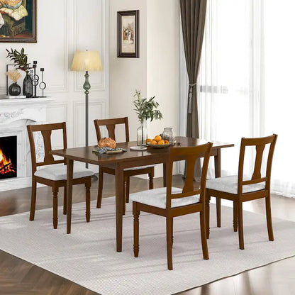 Gymax Set of 4 Upholstered Wooden Dining Chair w/ Seat Storage Space