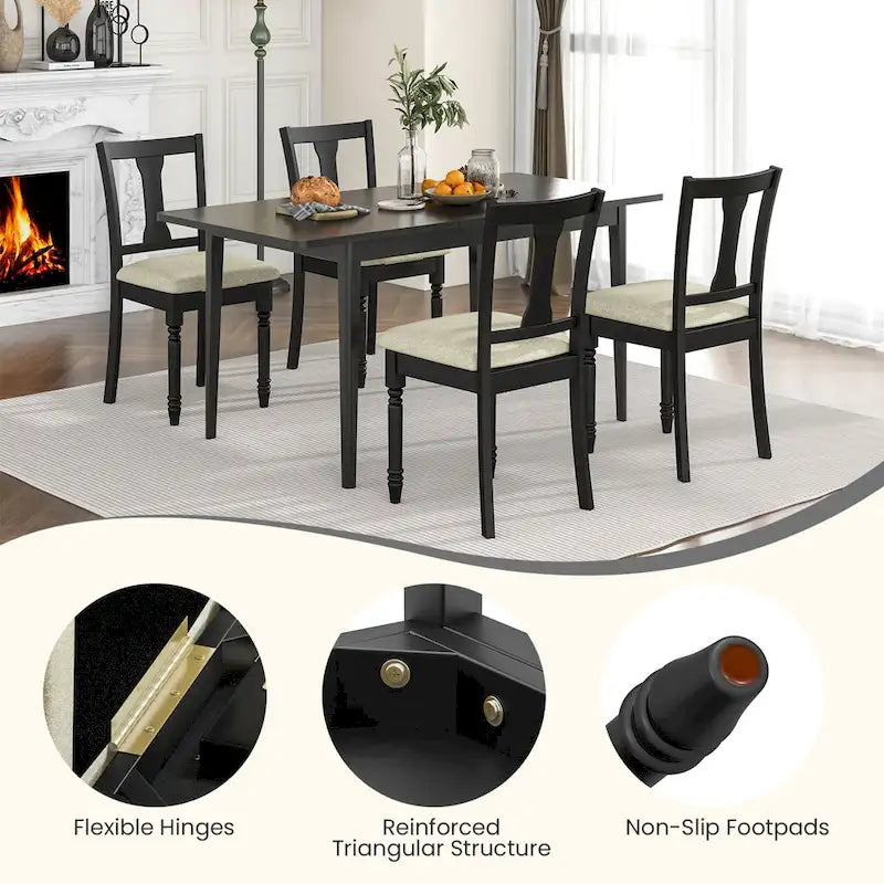 Gymax Set of 4 Upholstered Wooden Dining Chair w/ Seat Storage Space