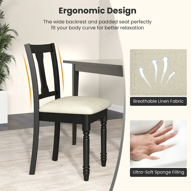 Gymax Set of 4 Upholstered Wooden Dining Chair w/ Seat Storage Space