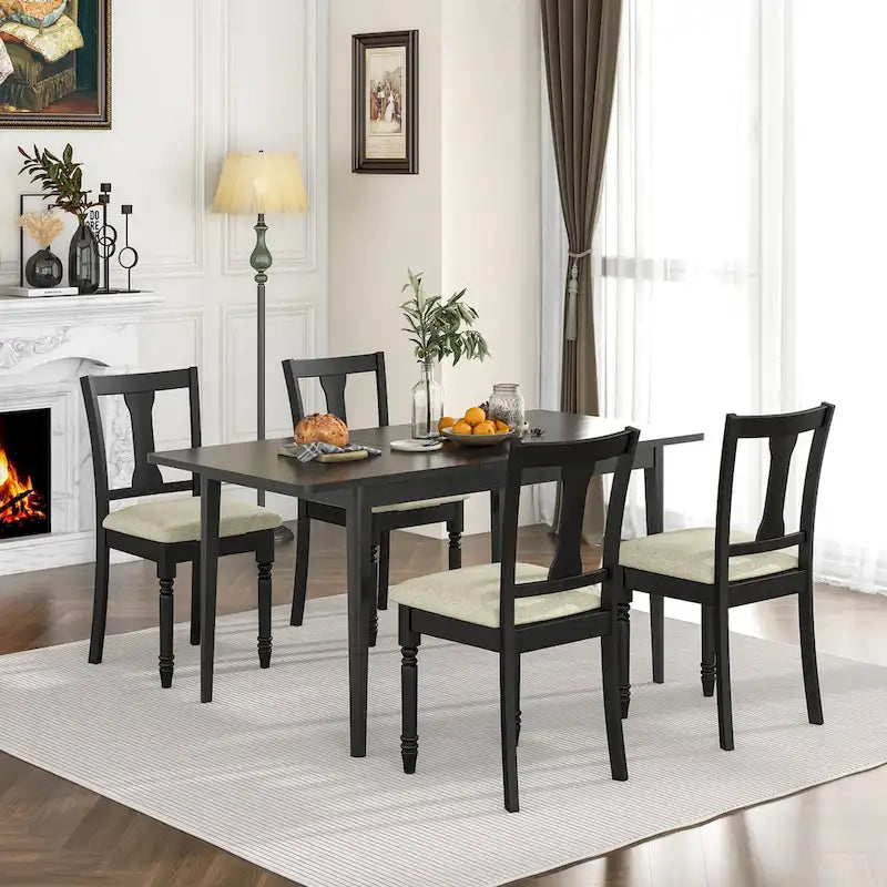 Gymax Set of 4 Upholstered Wooden Dining Chair w/ Seat Storage Space