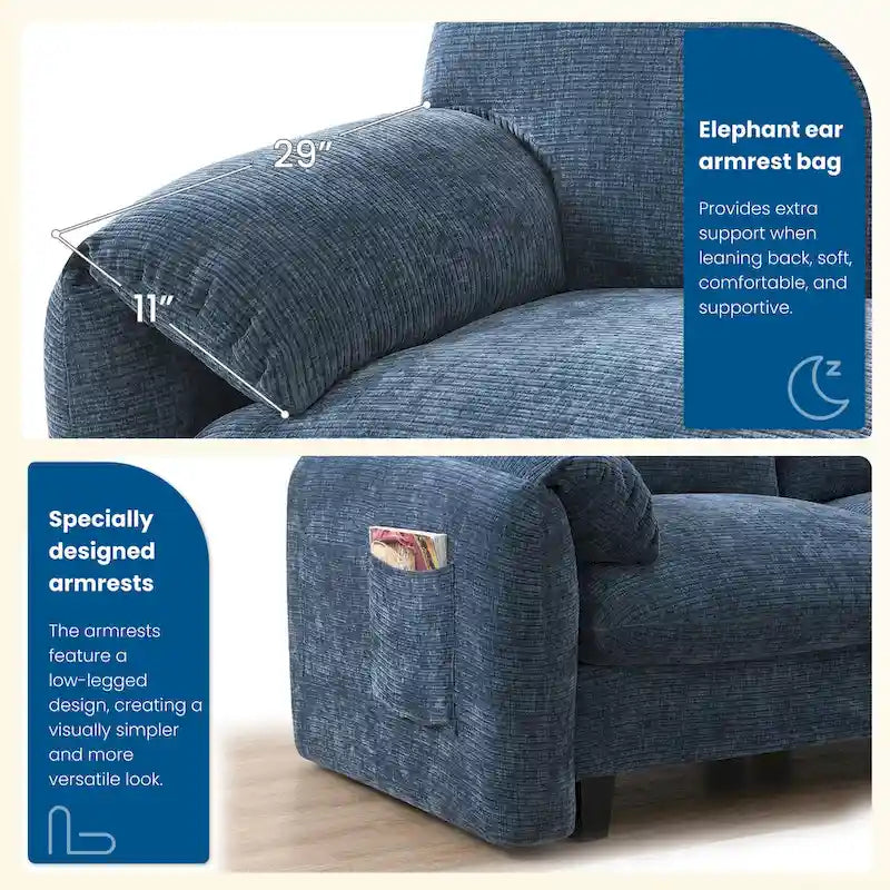 U-Shaped Sectional Sofa Indoor Chaise Lounge w/ USB & Type-C Charger