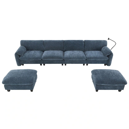 U-Shaped Sectional Sofa Indoor Chaise Lounge w/ USB & Type-C Charger