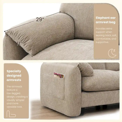 U-Shaped Sectional Sofa Indoor Chaise Lounge w/ USB & Type-C Charger