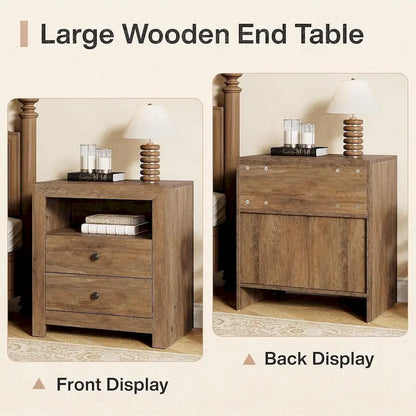 Farmhouse Nightstand with 2 Storage Drawers