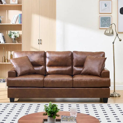 Oversized Faux Leather Italian Square Arm Sofa