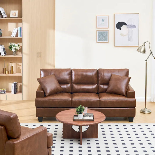 Oversized Faux Leather Italian Square Arm Sofa