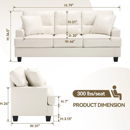 Oversized Faux Leather Italian Square Arm Sofa