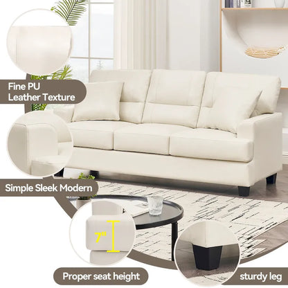 Oversized Faux Leather Italian Square Arm Sofa