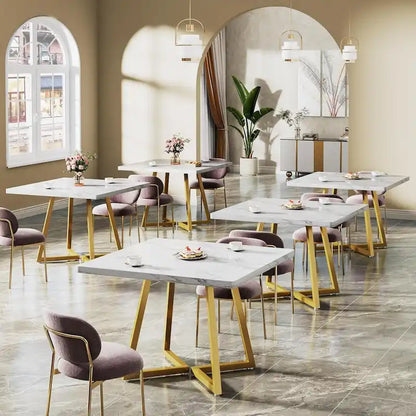 31.5 Inches Wood Square Dinner Table with Metal Base