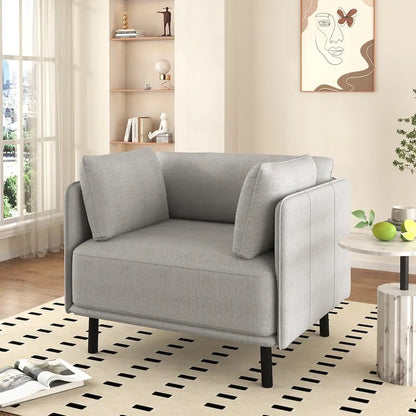 Modern 39.17 Upholstered Accent Chair with Solid Metal Legs and Pillow for Living Room