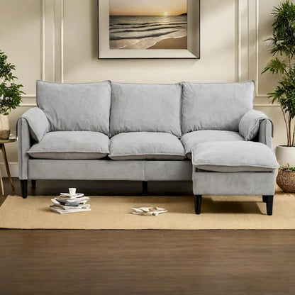 78.74 3-Seater L-Shaped Convertible Sectional Sofa with Footstools and Storage