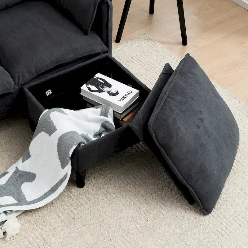 78.74 3-Seater L-Shaped Convertible Sectional Sofa with Footstools and Storage