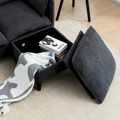 78.74 3-Seater L-Shaped Convertible Sectional Sofa with Footstools and Storage