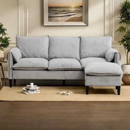 78.74 3-Seater L-Shaped Convertible Sectional Sofa with Footstools and Storage
