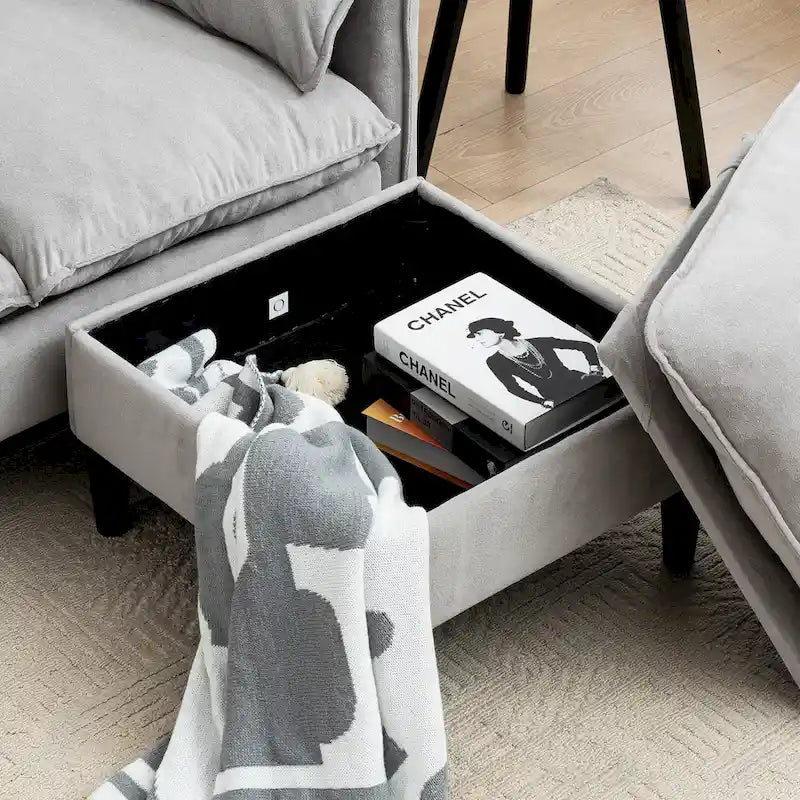 78.74 3-Seater L-Shaped Convertible Sectional Sofa with Footstools and Storage