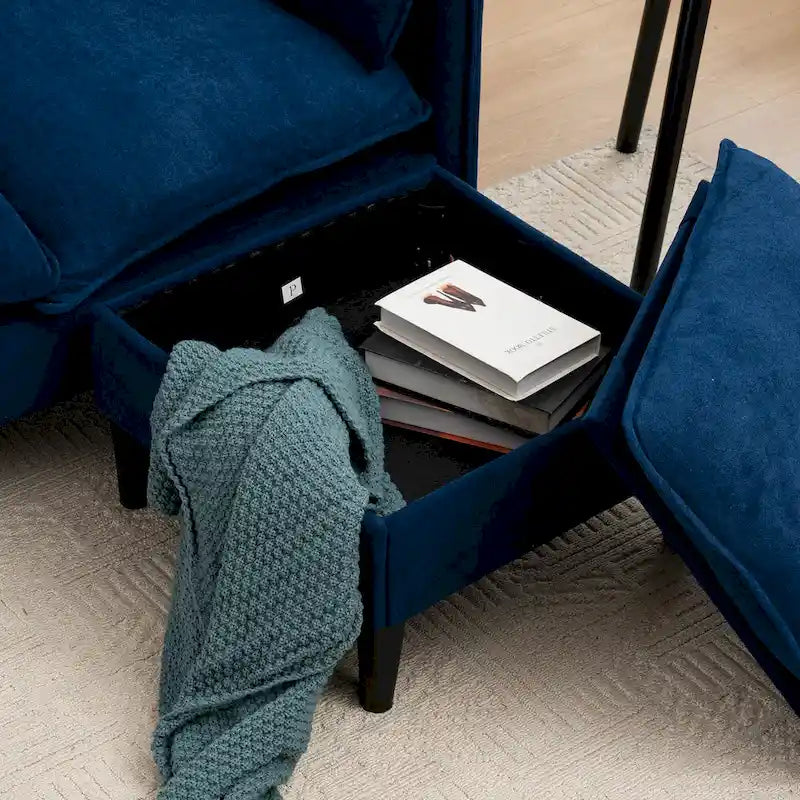 78.74 3-Seater L-Shaped Convertible Sectional Sofa with Footstools and Storage