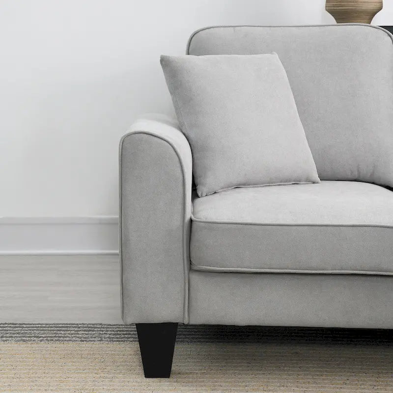 Grey 108 Spacious U-Shaped 7-Seater Sofa Set with 3 Pillows and Chaise, Ideal for Living Room or Apartment