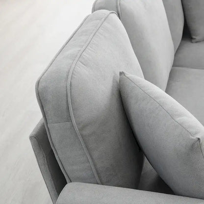 Grey 108 Spacious U-Shaped 7-Seater Sofa Set with 3 Pillows and Chaise, Ideal for Living Room or Apartment