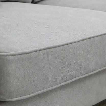 Grey 108 Spacious U-Shaped 7-Seater Sofa Set with 3 Pillows and Chaise, Ideal for Living Room or Apartment