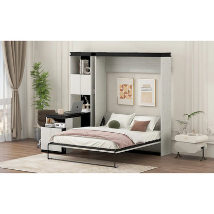 Black White Full Size Upholstered Bed with Piglet Headboard and Slide