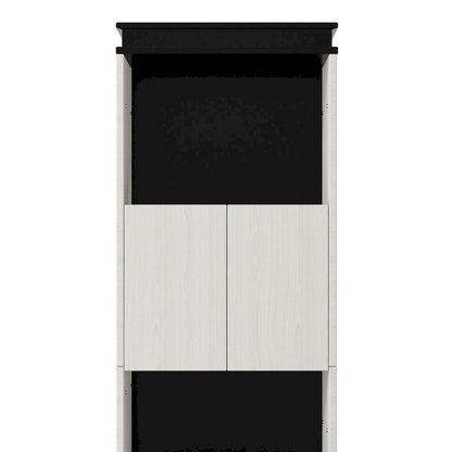 Black White Full Size Upholstered Bed with Piglet Headboard and Slide