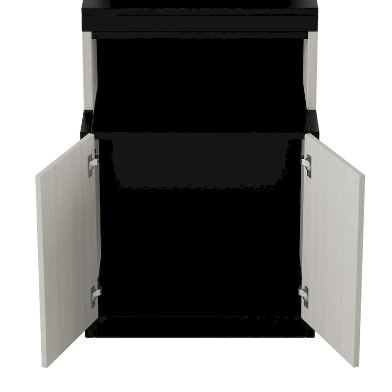 Black White Full Size Upholstered Bed with Piglet Headboard and Slide