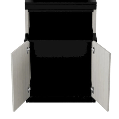 Black White Full Size Upholstered Bed with Piglet Headboard and Slide