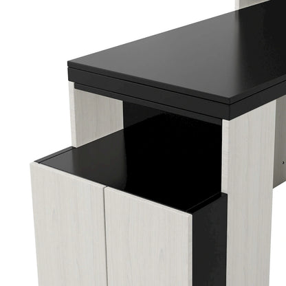 Black White Full Size Upholstered Bed with Piglet Headboard and Slide