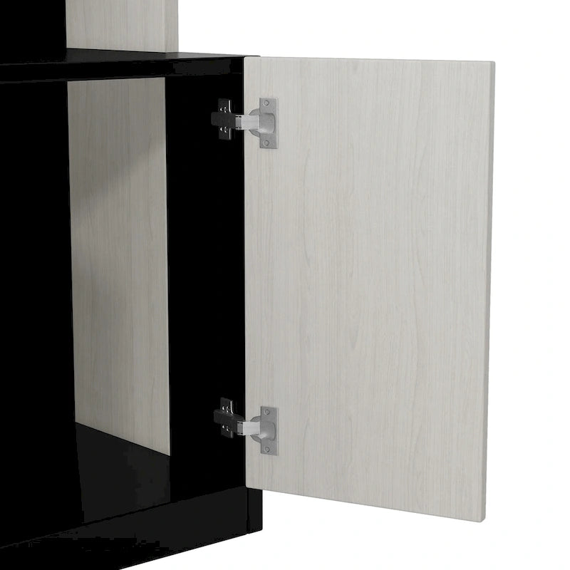 Black White Full Size Upholstered Bed with Piglet Headboard and Slide