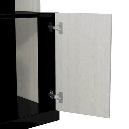 Black White Full Size Upholstered Bed with Piglet Headboard and Slide