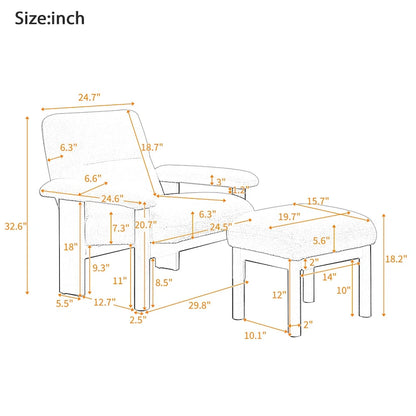 Mid-Century Accent Chair with Ottoman