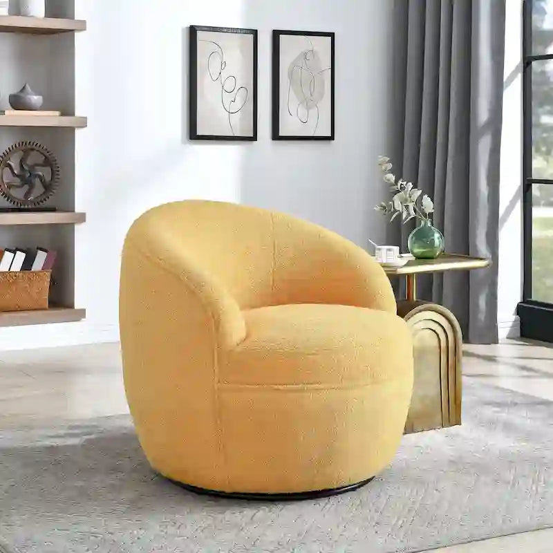 Roundhill Furniture Galleria 360 Swivel Teddy Sherpa Fabric Barrel Chair