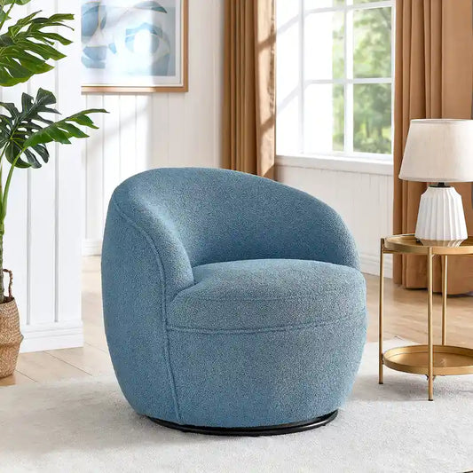 Roundhill Furniture Galleria 360 Swivel Teddy Sherpa Fabric Barrel Chair