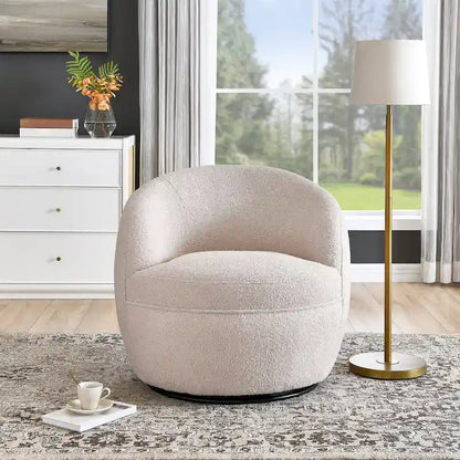 Roundhill Furniture Galleria 360 Swivel Teddy Sherpa Fabric Barrel Chair