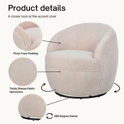 Roundhill Furniture Galleria 360 Swivel Teddy Sherpa Fabric Barrel Chair