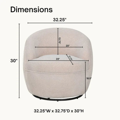 Roundhill Furniture Galleria 360 Swivel Teddy Sherpa Fabric Barrel Chair